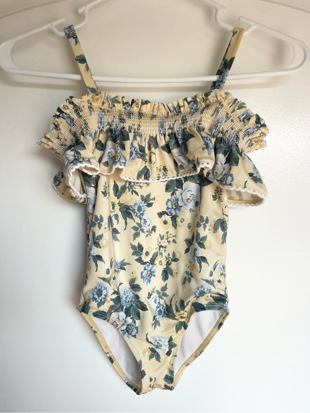Janie and Jack Yellow Floral Smocked Top with Blue and Green Accents